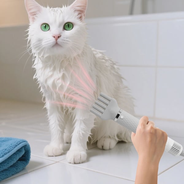 Hårtørrer til kæledyr - Håndholdt grooming-blæser - EU-stik - 3 niveauer for hastighed og temperatur - Under 1000 W - CE - Hvid