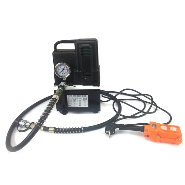 Elektrisk hydraulikpumpe - GYD-63D - Effekt 1200 W, 220 V - Olietank 3 l - Tryk 7–70 MPa - Enkeltvirkende - Fjernbetjening - Sort