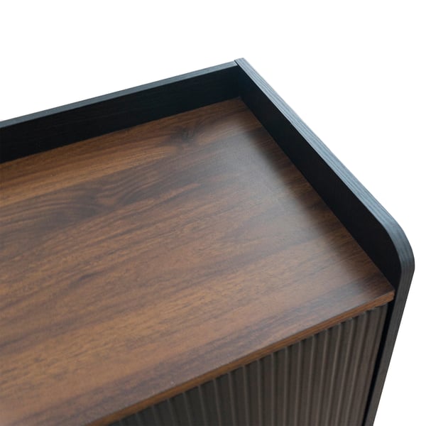 TV-bænk - Lowboard - Med døre og skuffer - Hylder - Moderne stil - H 58 cm B 160 cm D 40 cm - Sort & naturtræ
