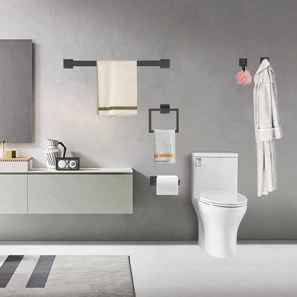 Badeværelse Håndklædestangsæt - Vægmonterede Håndklædestænger & Toiletpapirholdere - 20 Dele - Rustfrit Stål - Fast Model - Sort