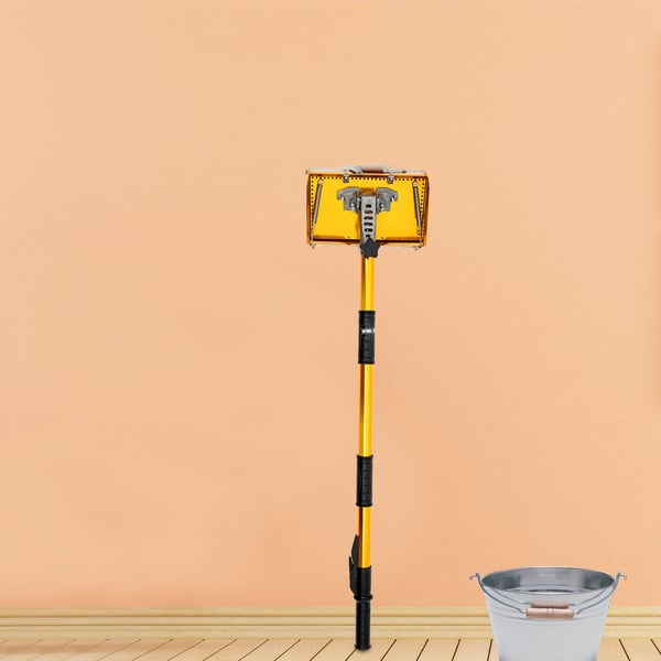 Spartelboks til gips Drywall Flat Box - Teleskopskaft 90–150 cm - 5 Gear - Drejehoved 60°/90° - Aluminiumslegering - 26,5×13×12 cm - Gul