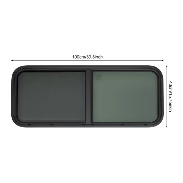 Campingvogn/Autocamper Klapvindue - 100 x 40 cm - 65° åbning - Rullegardin - Insektnet - Sort