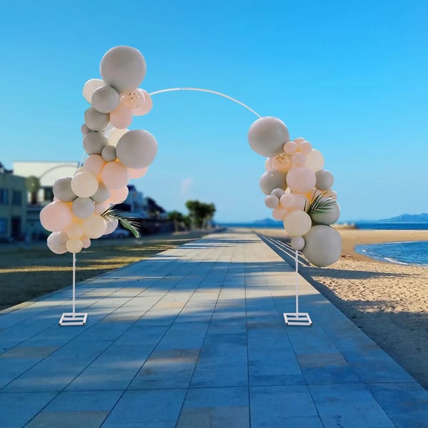 Bryllupsbue & ballonbue baggrundsstativ - Metalbue - 2,3 m højde - Buet - XXL - Bæreevne 4–5 kg - Inde/ude - Hvid
