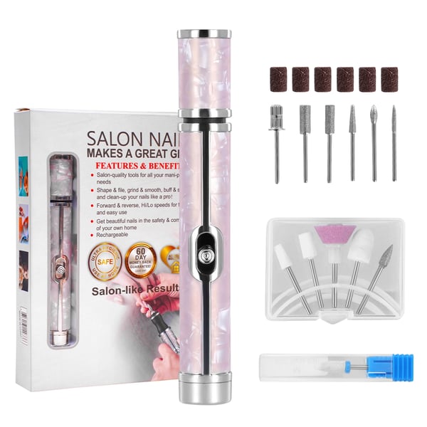 Elektrisk nagelfil - Tånagelslip - 4 hastigheter - För tjocka tånaglar - Polerings- & borttagningsset - Rosa