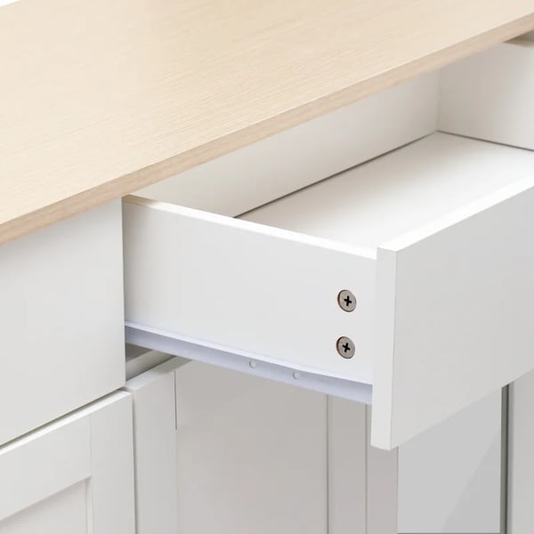 Opbevaringsskab/skænk, hvid, moderne minimalistisk, med hylder og skydedøre i lade-look, til stue, spisestue og køkken