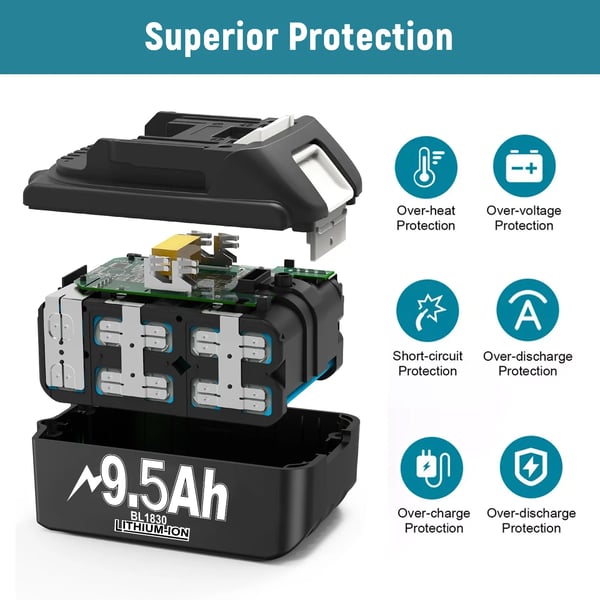 Til Makita BL1830/BL1860/BL1890, 18V Li-ion batterioplader, grå, kun oplader