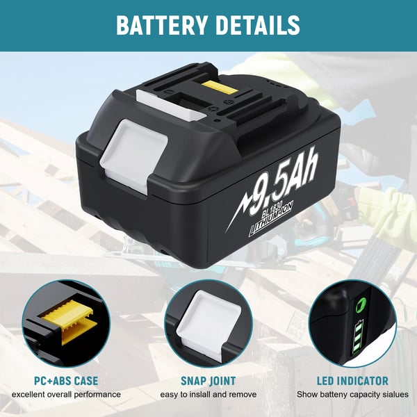 Til Makita BL1830/BL1860/BL1890, 18V Li-ion batterioplader, grå, kun oplader