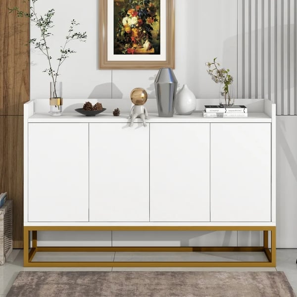 Vardagsrumsskåp - Sideboard/Skänk - Modern design - Med låda - Stor förvaring - För montering - Vit