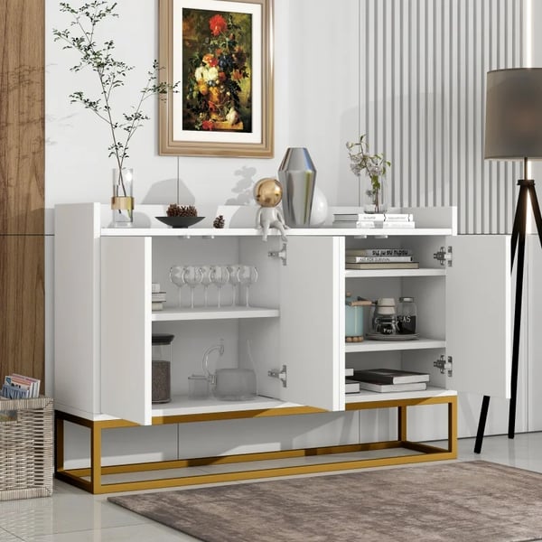 Vardagsrumsskåp - Sideboard/Skänk - Modern design - Med låda - Stor förvaring - För montering - Vit