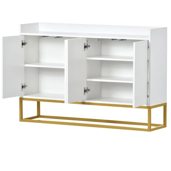Vardagsrumsskåp - Sideboard/Skänk - Modern design - Med låda - Stor förvaring - För montering - Vit