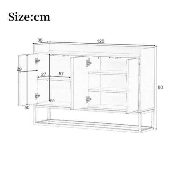 Vardagsrumsskåp - Sideboard/Skänk - Modern design - Med låda - Stor förvaring - För montering - Vit