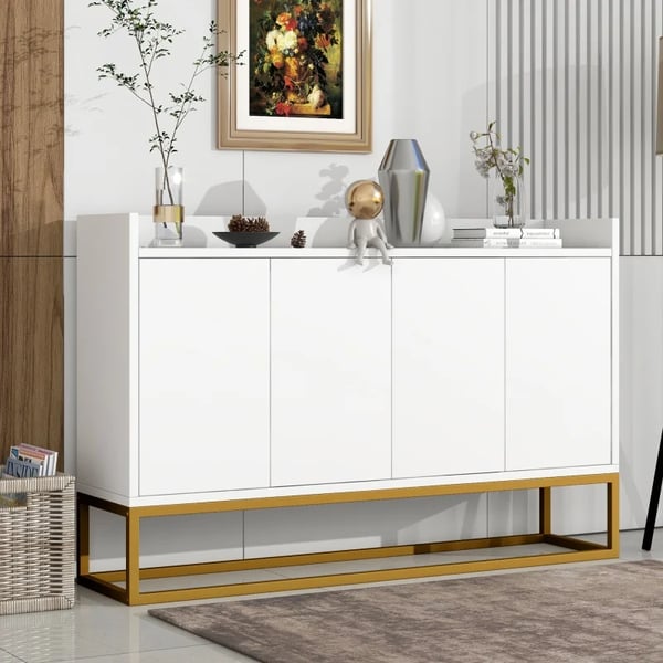 Vardagsrumsskåp - Sideboard/Skänk - Modern design - Med låda - Stor förvaring - För montering - Vit