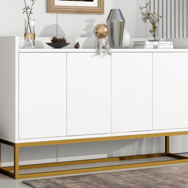 Vardagsrumsskåp - Sideboard/Skänk - Modern design - Med låda - Stor förvaring - För montering - Vit