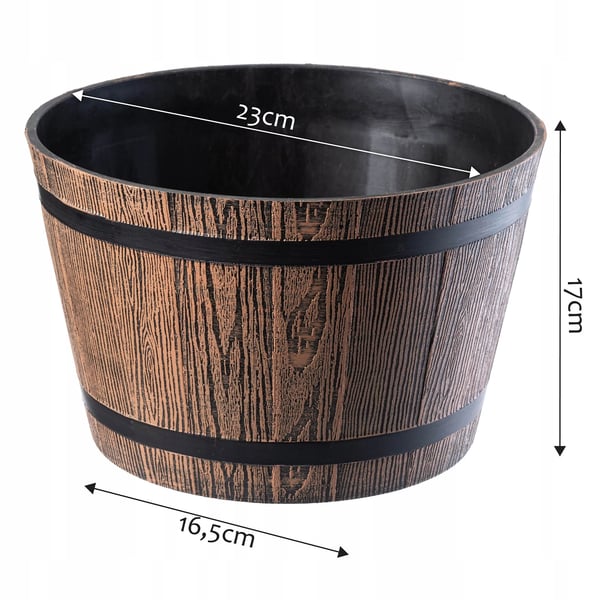 Blomsterkrukke - Urtepotte - 23 cm Diameter - Stor - Til Indendørs og Udendørs - Brun
