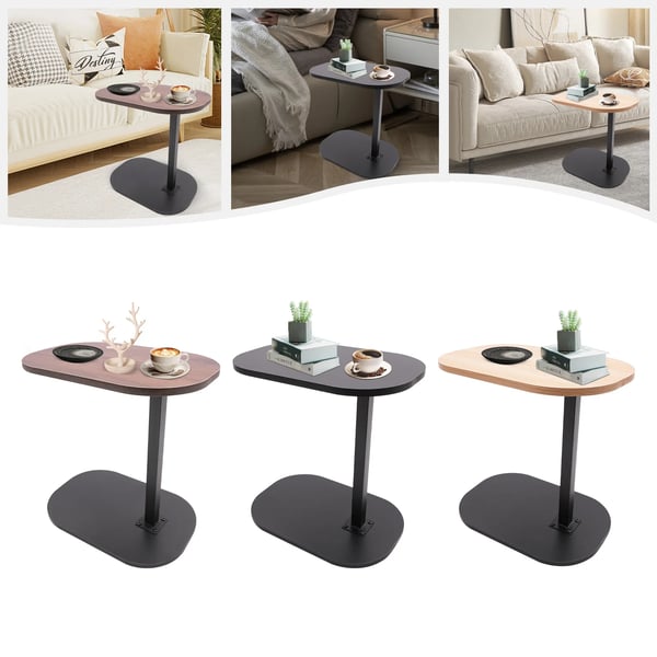 C-formet sidebord, lille sofabord, højdejusterbart 45–80 cm, til stue, arbejdsværelse, soveværelse, kontor, brun