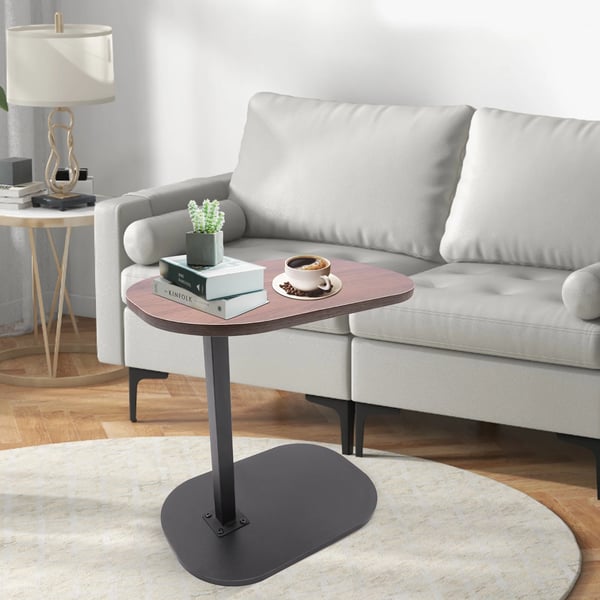 C-formet sidebord, lille sofabord, højdejusterbart 45–80 cm, til stue, arbejdsværelse, soveværelse, kontor, brun