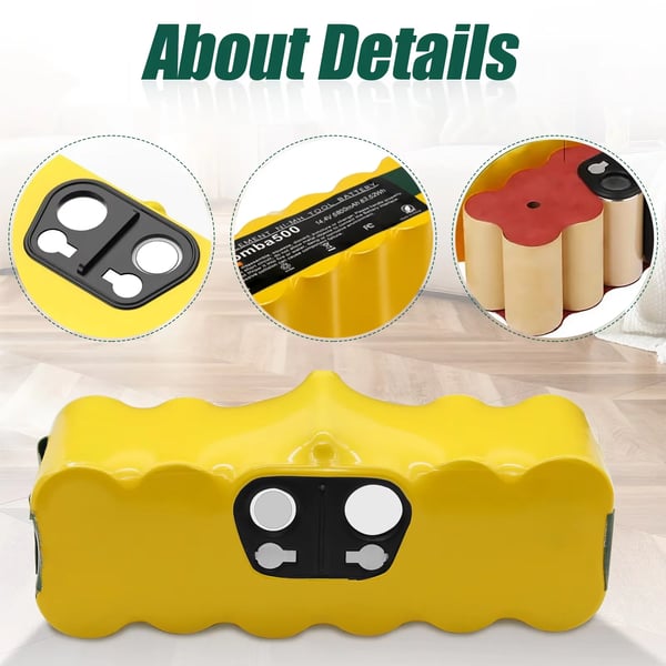 Batteri til iRobot Roomba, Ni-MH erstatningsbatteri, 14,4 V 6000 mAh, lilla, til 500–900-serien