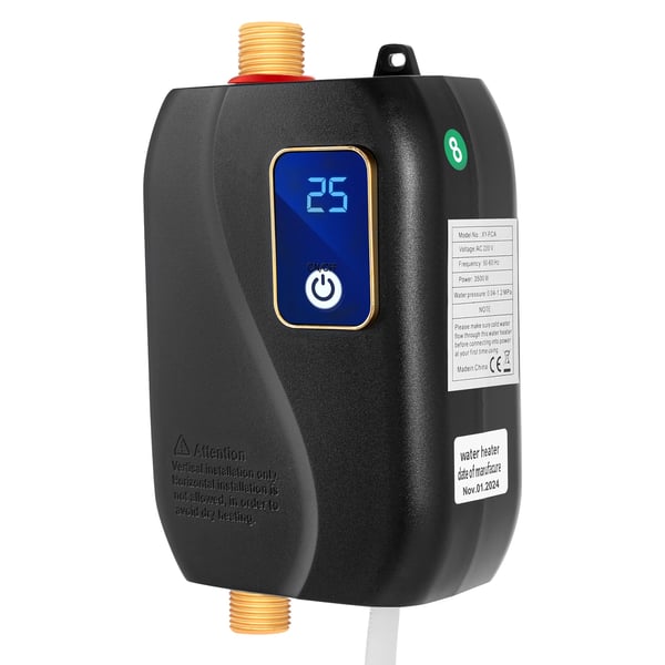 Sähköinen minivedenlämmitin - Läpivirtausvedenlämmitin 220V - 3500W - Välitön lämmitys - Seinälle asennettava - LCD-näyttö - Musta