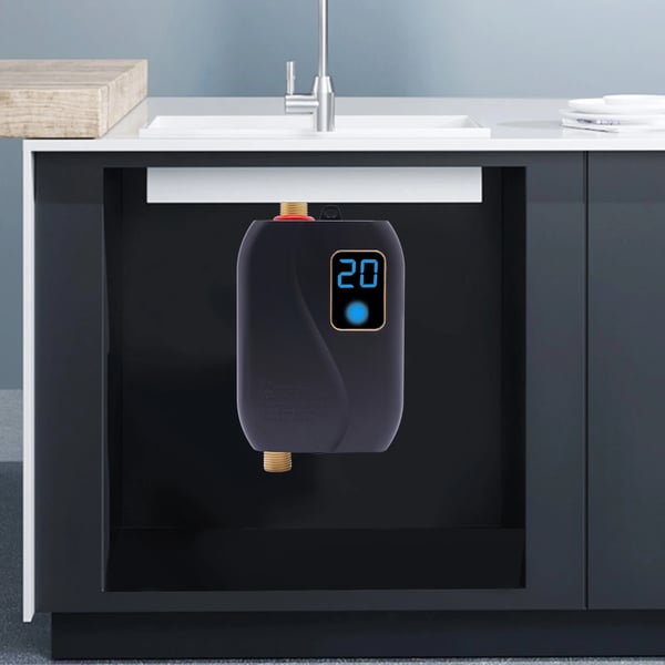Sähköinen minivedenlämmitin - Läpivirtausvedenlämmitin 220V - 3500W - Välitön lämmitys - Seinälle asennettava - LCD-näyttö - Musta