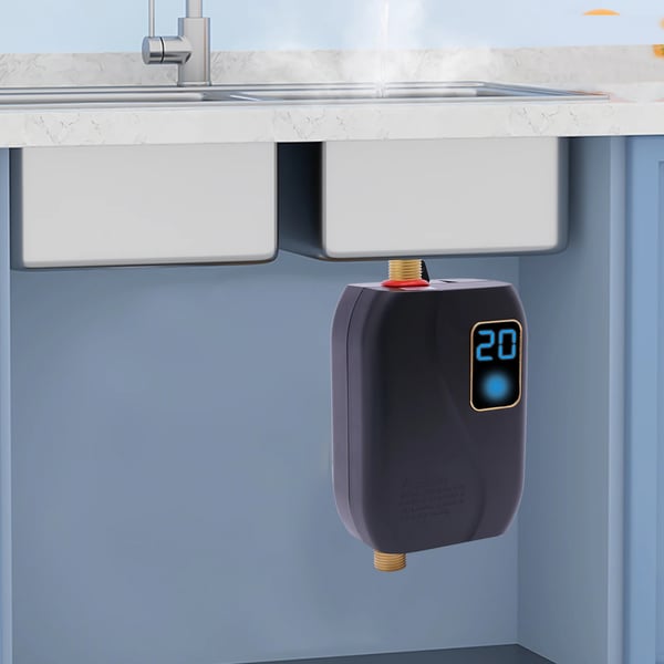 Sähköinen minivedenlämmitin - Läpivirtausvedenlämmitin 220V - 3500W - Välitön lämmitys - Seinälle asennettava - LCD-näyttö - Musta