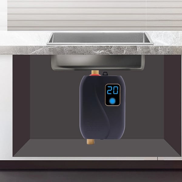 Sähköinen minivedenlämmitin - Läpivirtausvedenlämmitin 220V - 3500W - Välitön lämmitys - Seinälle asennettava - LCD-näyttö - Musta