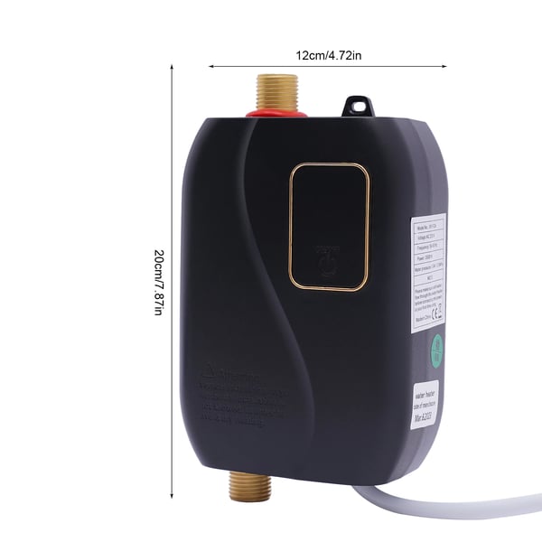 Sähköinen minivedenlämmitin - Läpivirtausvedenlämmitin 220V - 3500W - Välitön lämmitys - Seinälle asennettava - LCD-näyttö - Musta