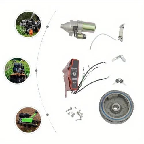 Svinghjul Elstartkit - GX390 Motor - Kompatibel med 13 hk/11 hk - Tændingslås med nøgle - Til motor og generator - Sølv