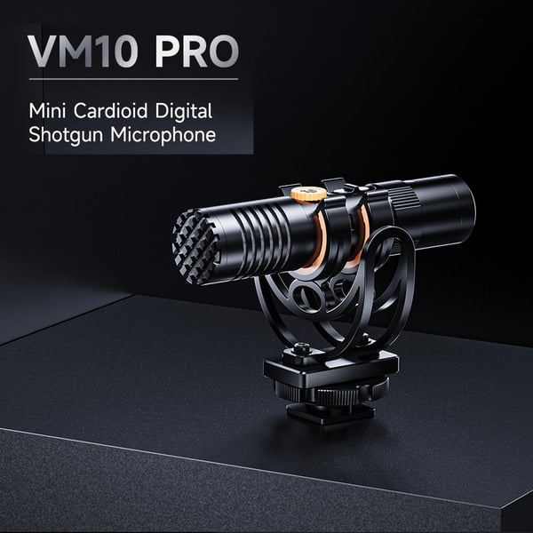 VM10 Pro - Shotgun-mikrofoni - Kardioidi Kondensaattori - 3,5 mm Liitäntä - Iskunvaimennusteline - Tuulisuoja - Kameroille ja Puhelimille