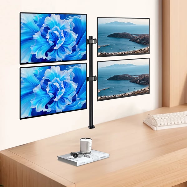 Neljän näytön monitorivarsi - Näyttökiinnike - 25–68 cm LCD/LED - Täysin säädettävä - Teräsrakenne