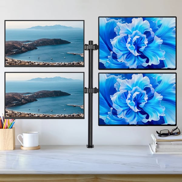 Neljän näytön monitorivarsi - Näyttökiinnike - 25–68 cm LCD/LED - Täysin säädettävä - Teräsrakenne
