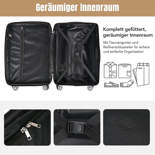 Cabinekuffert - Håndbagage - Hård ABS - 4 hjul 360° - TSA-lås - 56,5×37,5×22,5 cm