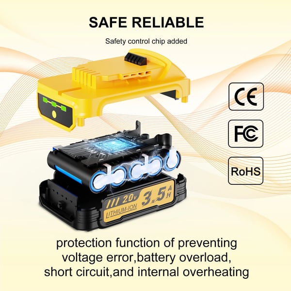 Til DeWalt 20V, erstatningsbatteri DCBP034/DCBP518, 3500 mAh Li‑ion, kompakt, pink