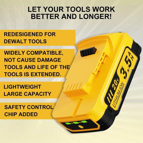 Til DeWalt 20V, erstatningsbatteri DCBP034/DCBP518, 3500 mAh Li‑ion, kompakt, pink