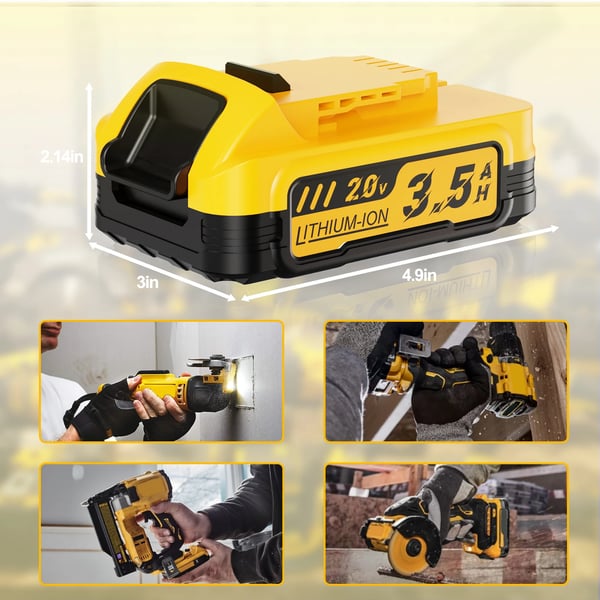 Til DeWalt 20V, erstatningsbatteri DCBP034/DCBP518, 3500 mAh Li‑ion, kompakt, pink
