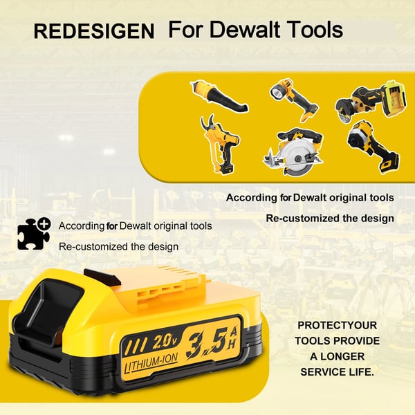 Til DeWalt 20V, erstatningsbatteri DCBP034/DCBP518, 3500 mAh Li‑ion, kompakt, pink