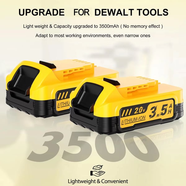 Til DeWalt 20V, erstatningsbatteri DCBP034/DCBP518, 3500 mAh Li‑ion, kompakt, pink