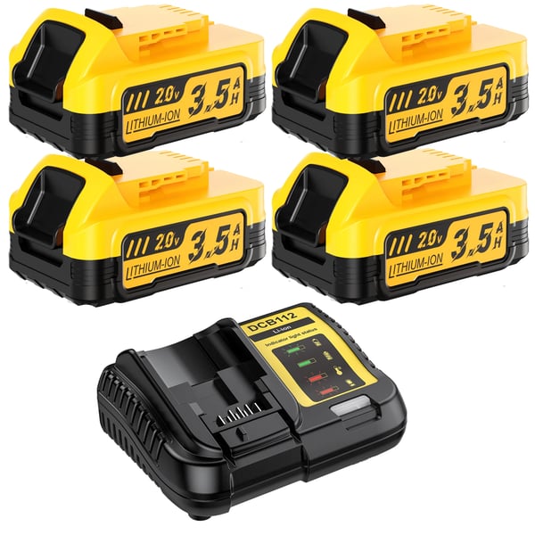 DeWalt-kompatibelt erstatningsbatteri, Li‑ion DCBP034 3500 mAh 20V MAX, passer DCBP518 og 4BAT-4A-oplader, Guld