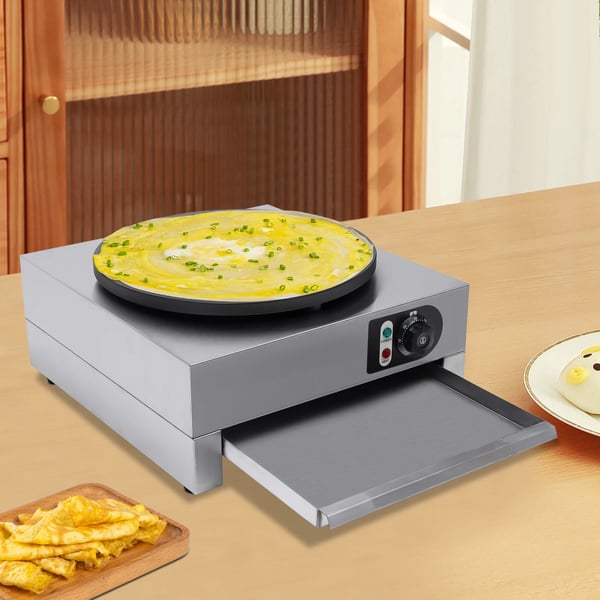 Crêpe Maker - Pandekagemaskine - Elektrisk - 40 cm - 3 kW - 220 V - 50–300 °C - Udtrækkelig bakke