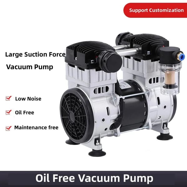 Oliefri vakuumpumpe - 1300H-65L - -97 kPa vakuum - 65 L kapacitet - EU-stik - Støjsvag - CE