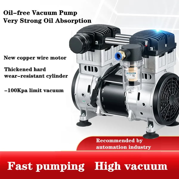 Oliefri vakuumpumpe - 1300H-65L - -97 kPa vakuum - 65 L kapacitet - EU-stik - Støjsvag - CE