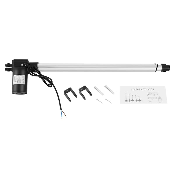 Lineær aktuator - 12V DC - 6000 N - Slaglængde 500 mm - Hastighed 5 mm/s - IP44 - Aluminiumlegering - Sølv