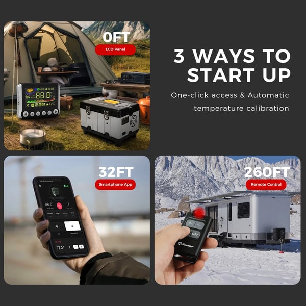 Diesel pysäköintilämmitin - TB10 - Teho 8 kW - 12/24 V DC & 110–240 V - Työkalulaatikko, kannettava - Bluetooth - Plateotila & vakio lämpö - Musta