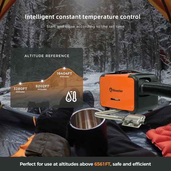 Diesel ilmalämmitin - Pysäköintilämmitin 8 kW - Auto 12/24 V - AC 110–240 V Adapteri - Bluetooth-sovellus - Lämmitysala 20–25 m² - 5 l Säiliö
