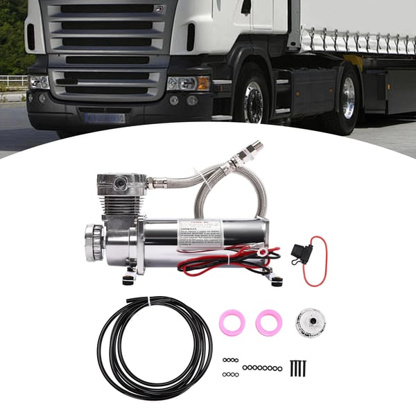 Bærbar højtryksluftkompressor - 12V bilkompressor - 200 PSI - 50 L/min - Luftaffjedring - Manometer - EU-stik - Tank op til 19 L