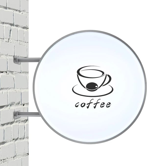LED lysboks - Dobbeltsidet rundt lysskilt - 60 cm - IP65 vandtæt - 220V AC - Til restauranter og butikker