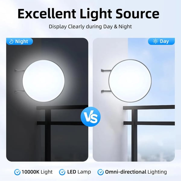 LED lysboks - Dobbeltsidet rundt lysskilt - 60 cm - IP65 vandtæt - 220V AC - Til restauranter og butikker