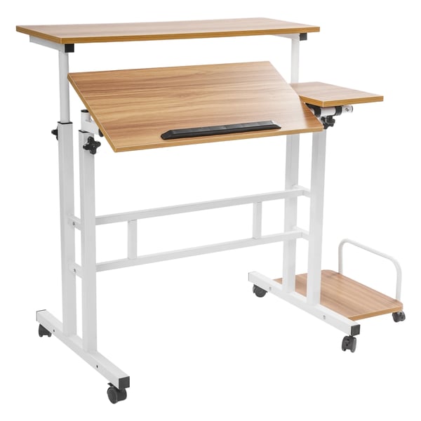 Multifunktionelt computerbord - Sammenklappeligt skrivebord - Justerbart, Fritstående, Rektangulært, Montering - Khaki