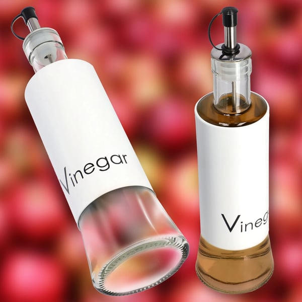 Olivoljedispenser och vinägerflaska - Glasflaska - 320 ml - Vit
