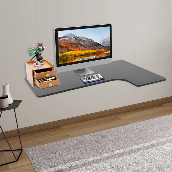 Seinään Kiinnitettävä Taittopöytä - Taitettava Työpöytä/Ruokapöytä - 100 x 60 cm - Kantavuus 30 kg - MDF ja Teräs - Musta