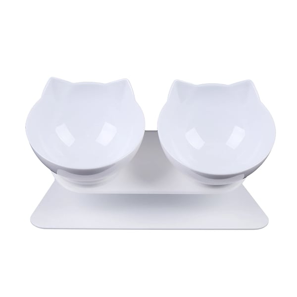 Kissa- ja Koirakuppi - Tuplakuppi - 15° Kallistus - 359 ml/Kuppi - Halkaisija Ø 13 cm - Kissankorva-Design - Elintarvikekelpoinen PC-Muovi
